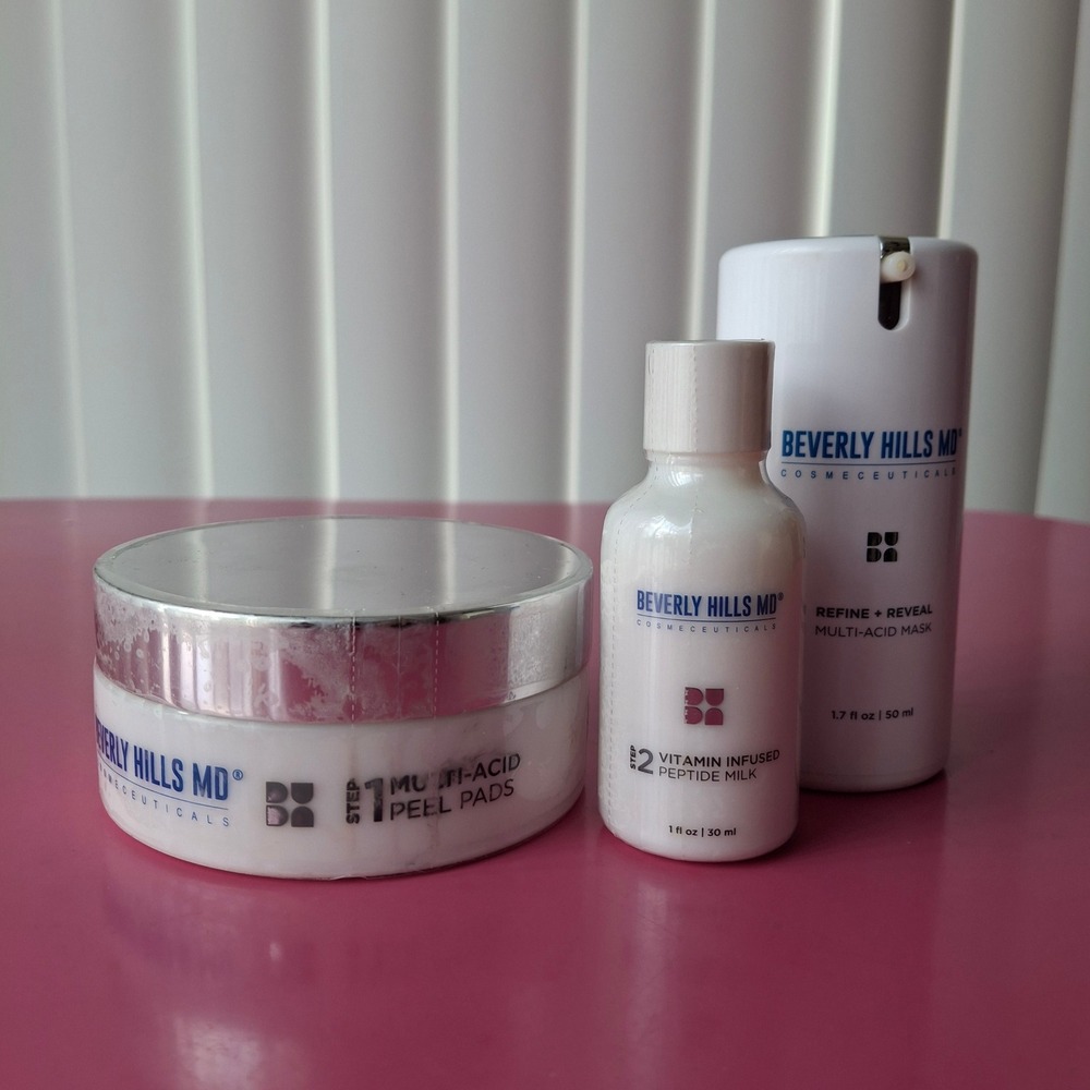 Beverly Hills MD Multi-Acid 30 Peel Pads Peptide Milk & Mask Skincare Set New